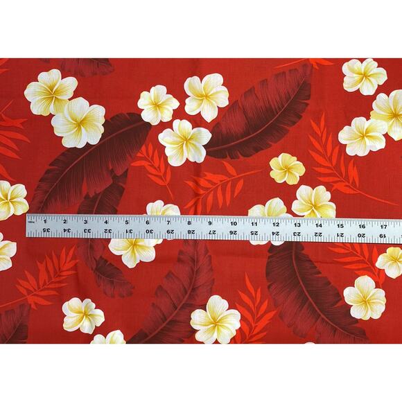 Printex Fabric Red Orange Hibiscus Tropical Print Fabric Vintage - Picture 6 of 6